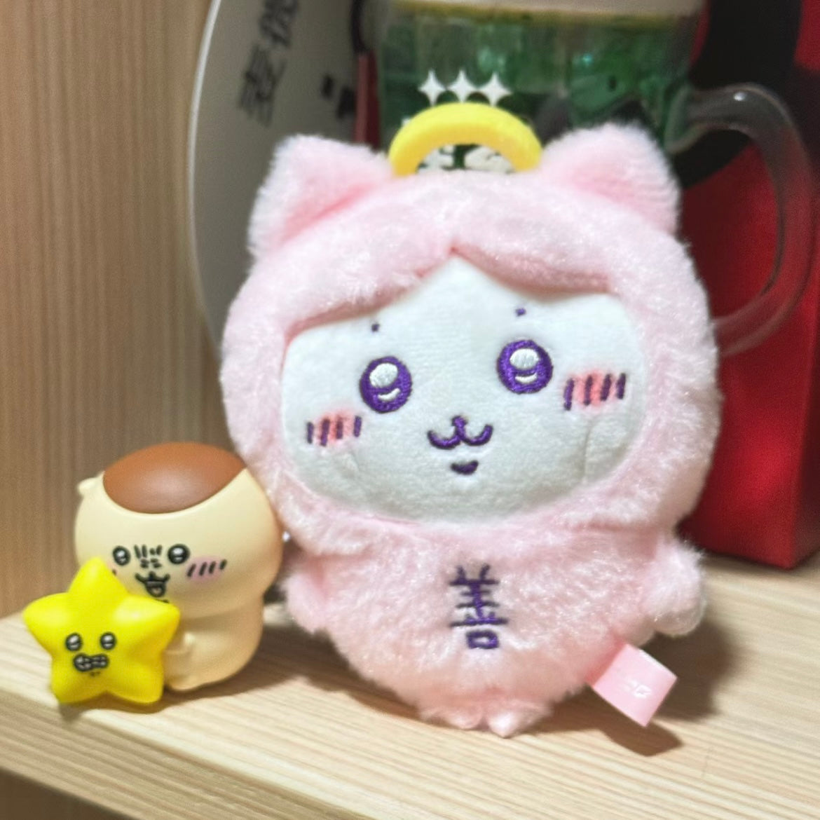 Chiikawa | Mascot Holder Keychain H120×W85×D60Mm (Hachiware) 吉伊卡哇 善恶系列毛绒玩偶挂件/包挂/钥匙链 天使与恶魔 (小八）