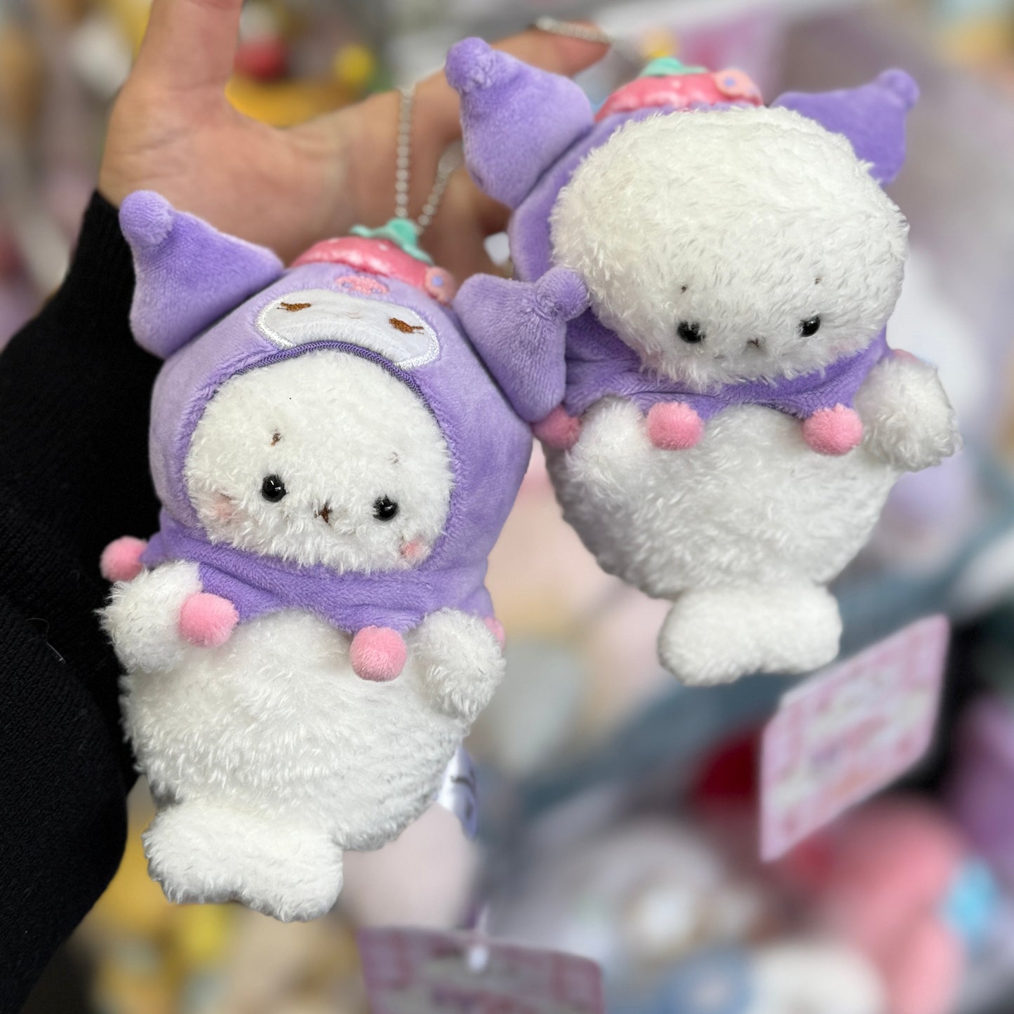Sirotan x SANRIO | Kuromi Plush Keychain Mascot Holder Bag Charm W110 x H120 x D70mm (Store Limited Strawberry)