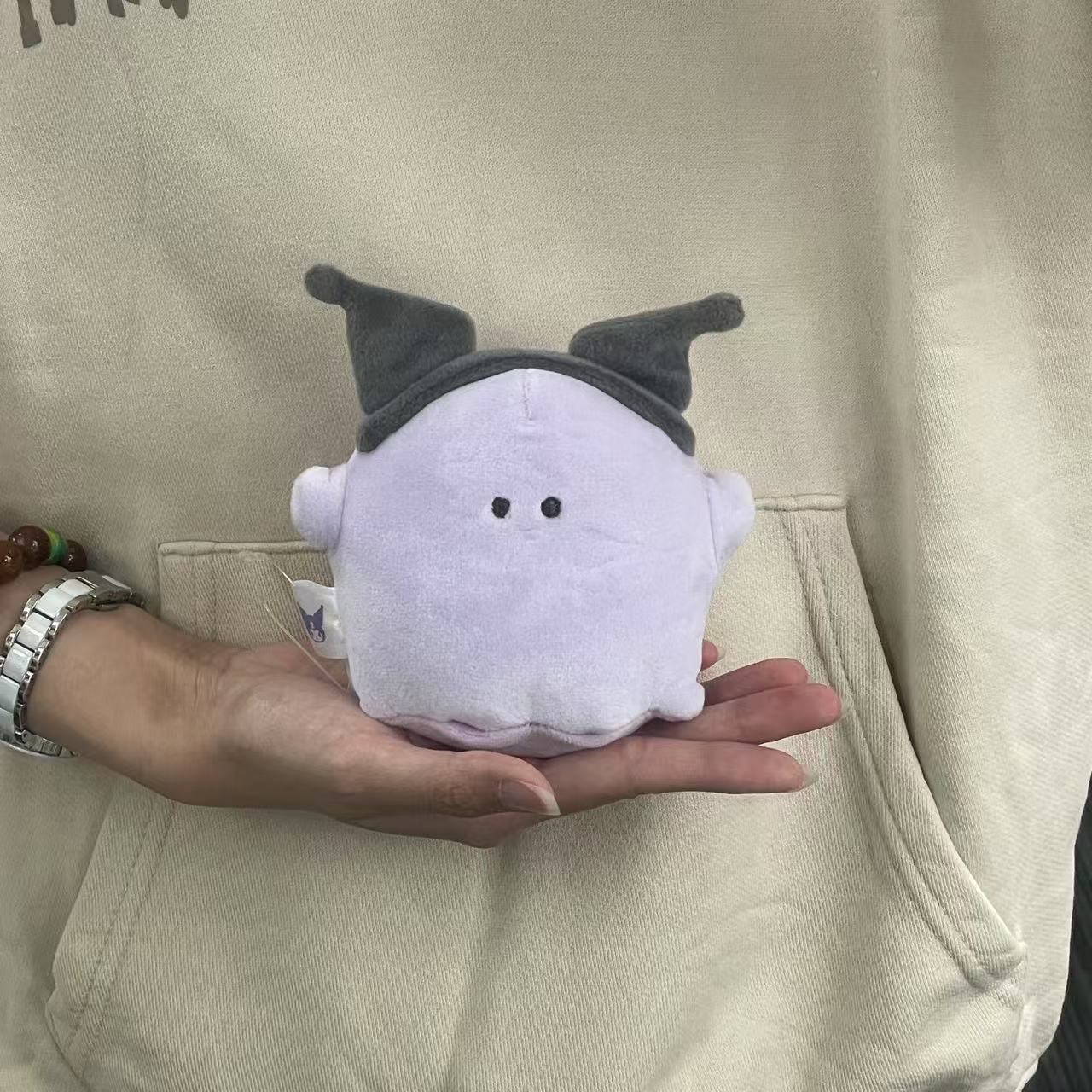 Sanrio × Obakenu | Small Plush Toy Little Ghost 135×110×85mm (Kuromi)