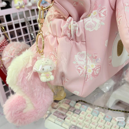 SANRIO | My Melody Dangling Fluffy Tail Flocked Mascot Keychain 55×30×30mm (Fluffy Squirrel)