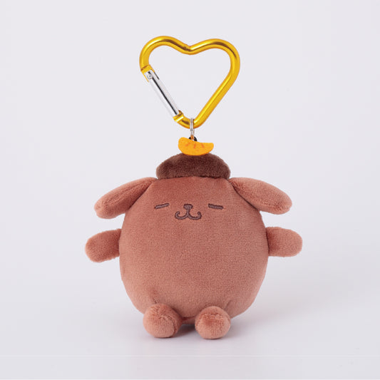 SANRIO x Kthings| Pompompurin Pom Pom Purin Mascot Holder Plush Keychain Bag Charm with Heart Carabiner 60mm Approx. (Mild Cocoa)