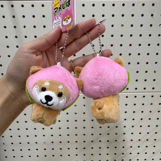Traveling Mameshiba | Mameko Shiba Mascot Holder Keychain Keyring 7cm Approx. (Peach)