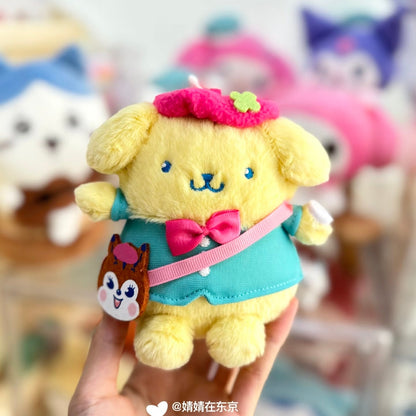 SANRIO | Pompompurin Pom Pom Purin Mascot Holder Bag Charm Plush Keychain 123×130×90mm (Retro Japanese Candy Kuppy
