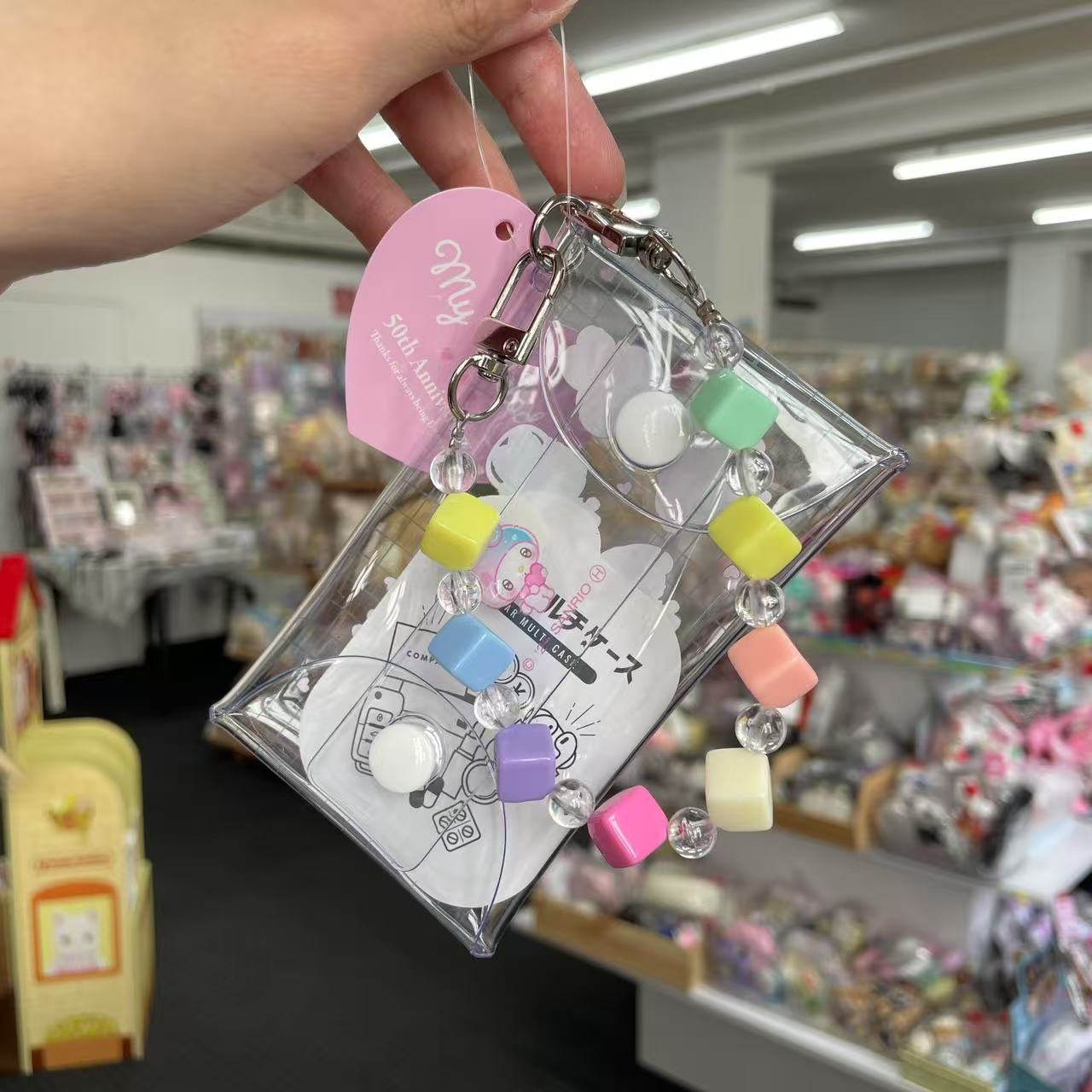 SANRIO | Clear Multi Case with Colorful Bead Chain 110×60×20mm (My Melody 50th Anniversary)