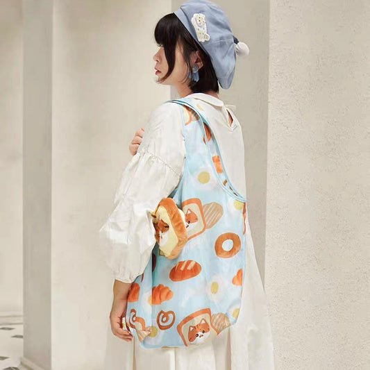Mewji♡ Foldable Eco Bag & Keychain (Toast)