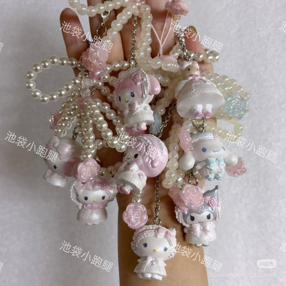 SANRIO | Secret Strap Keychain Blind Box 80×5×50mm (White Frill Design)