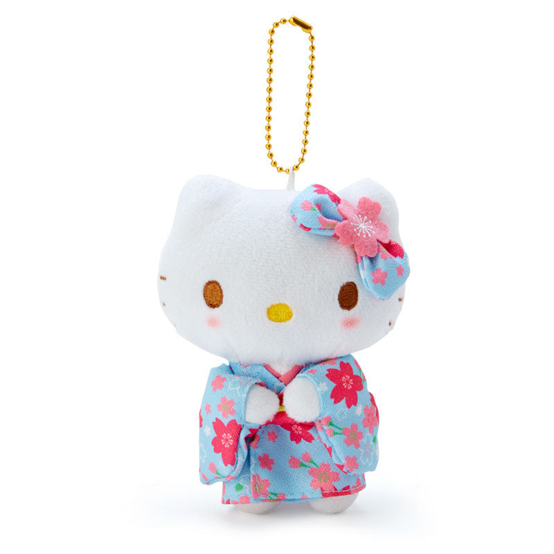 SANRIO | Mascot Holder Plush Keychain Hello Kitty 90×120×60mm (Blue Sakura Kimono)
