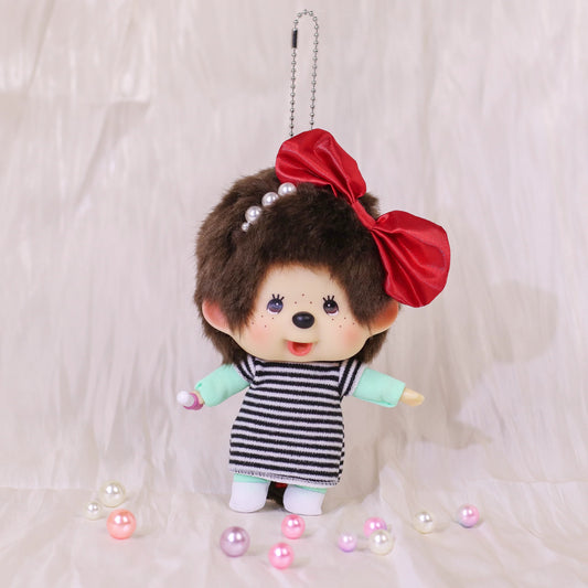 Monchhichi | Red Bow Mascot  Holder Bag Charm Keychain 130mm Approx. (Big Head)
