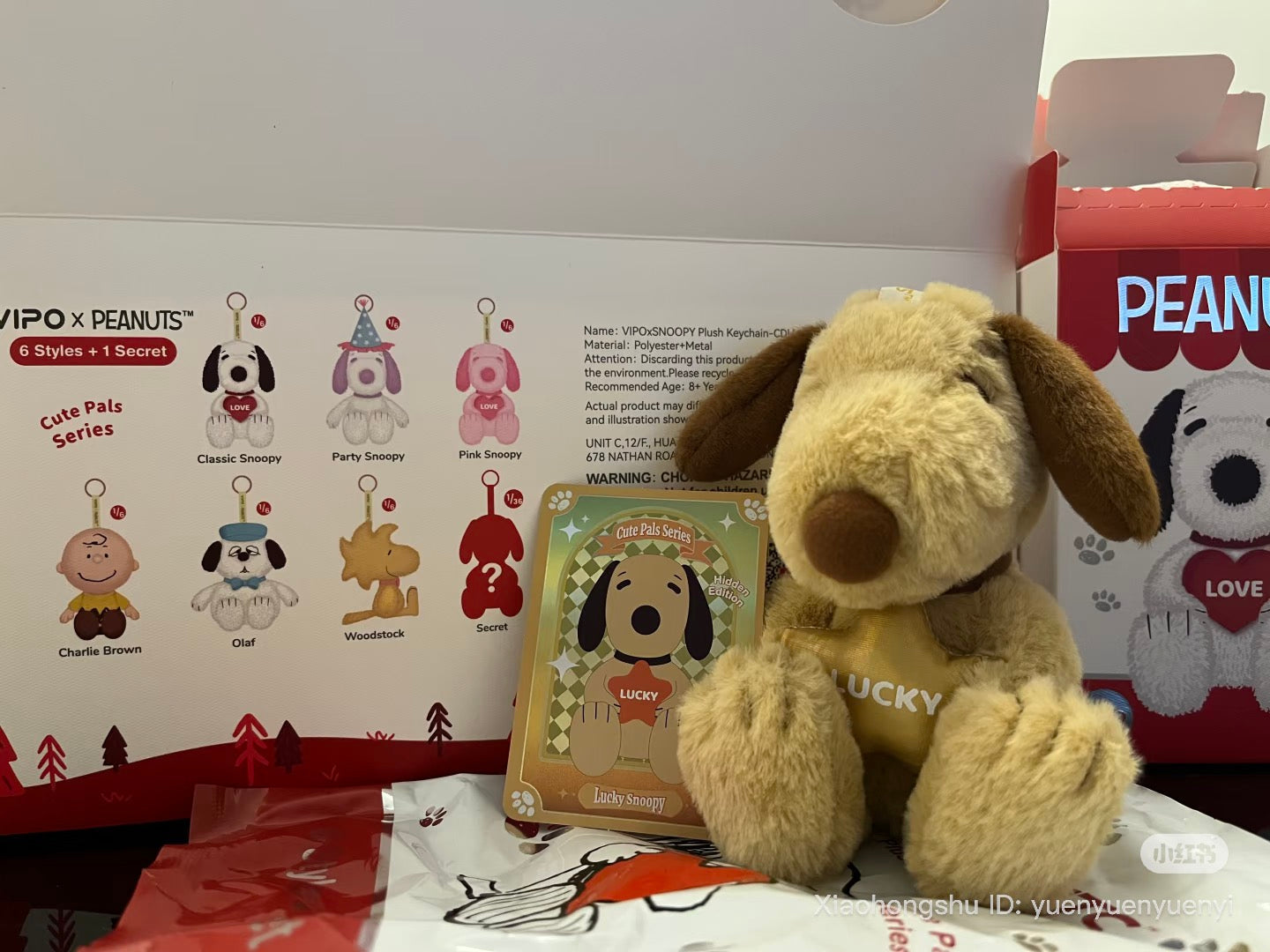 VIPO x Peanuts | Snoopy Cute Pals Series Plush Keychain Blind Box 100 x 100 x 150mm (order six for complete box)
