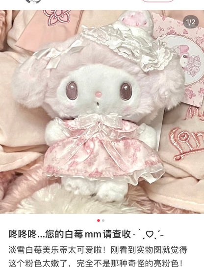 Sanrio | My Melody Plush Keychain Mascot Holder (White Strawberry Tea Time Series) 16 X 8 16.5 Cm