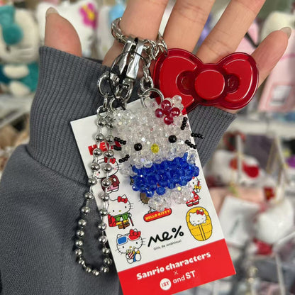 Me% x Hello Kitty | Beaded Keychains Bag Charm 14.5cm Approx. (Blue)