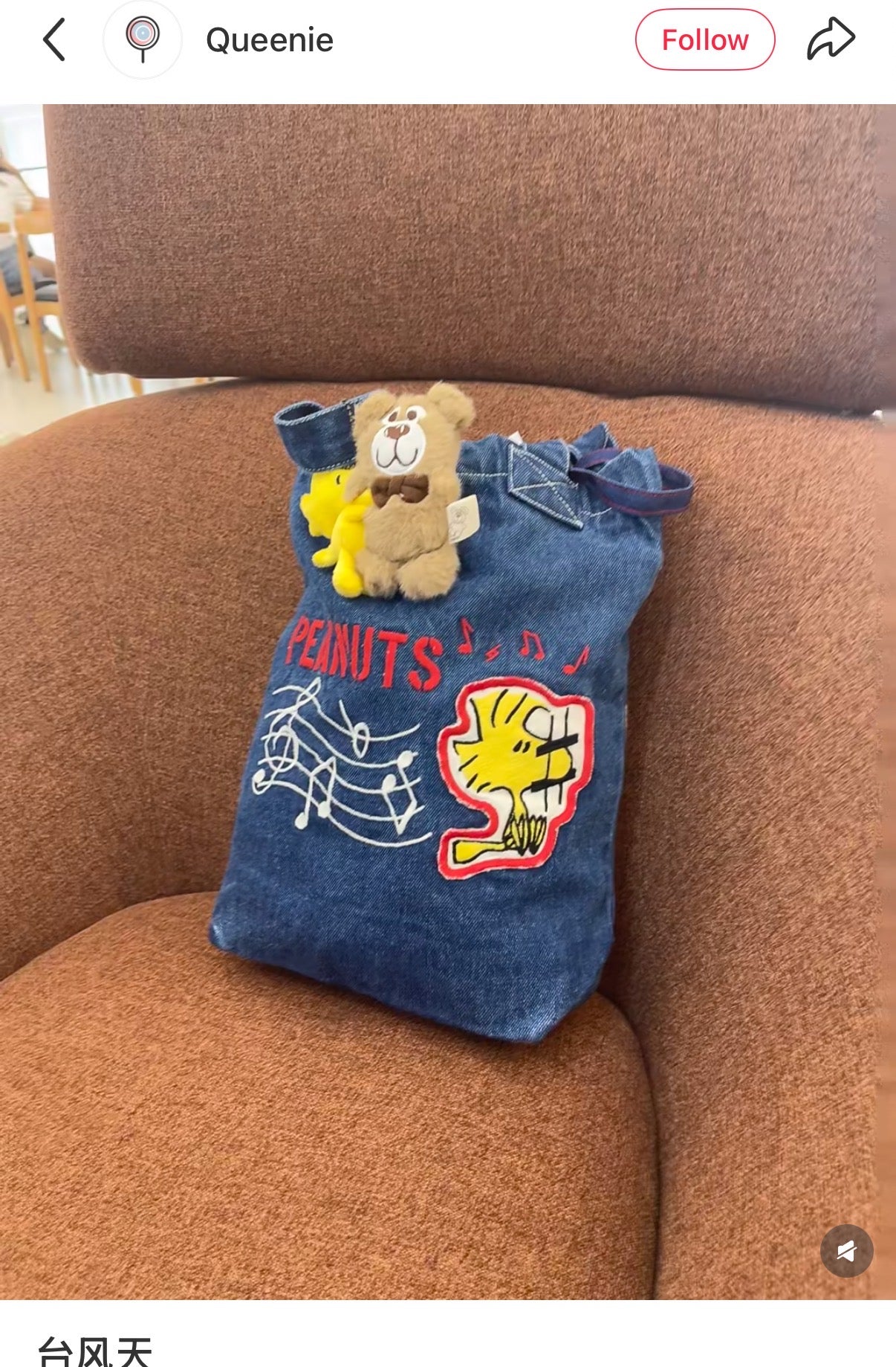 PEANUTS | Mascot Holder Plush Keychain Bag Charm 13×11×4cm (Woodstock Hug Teddy Bear)