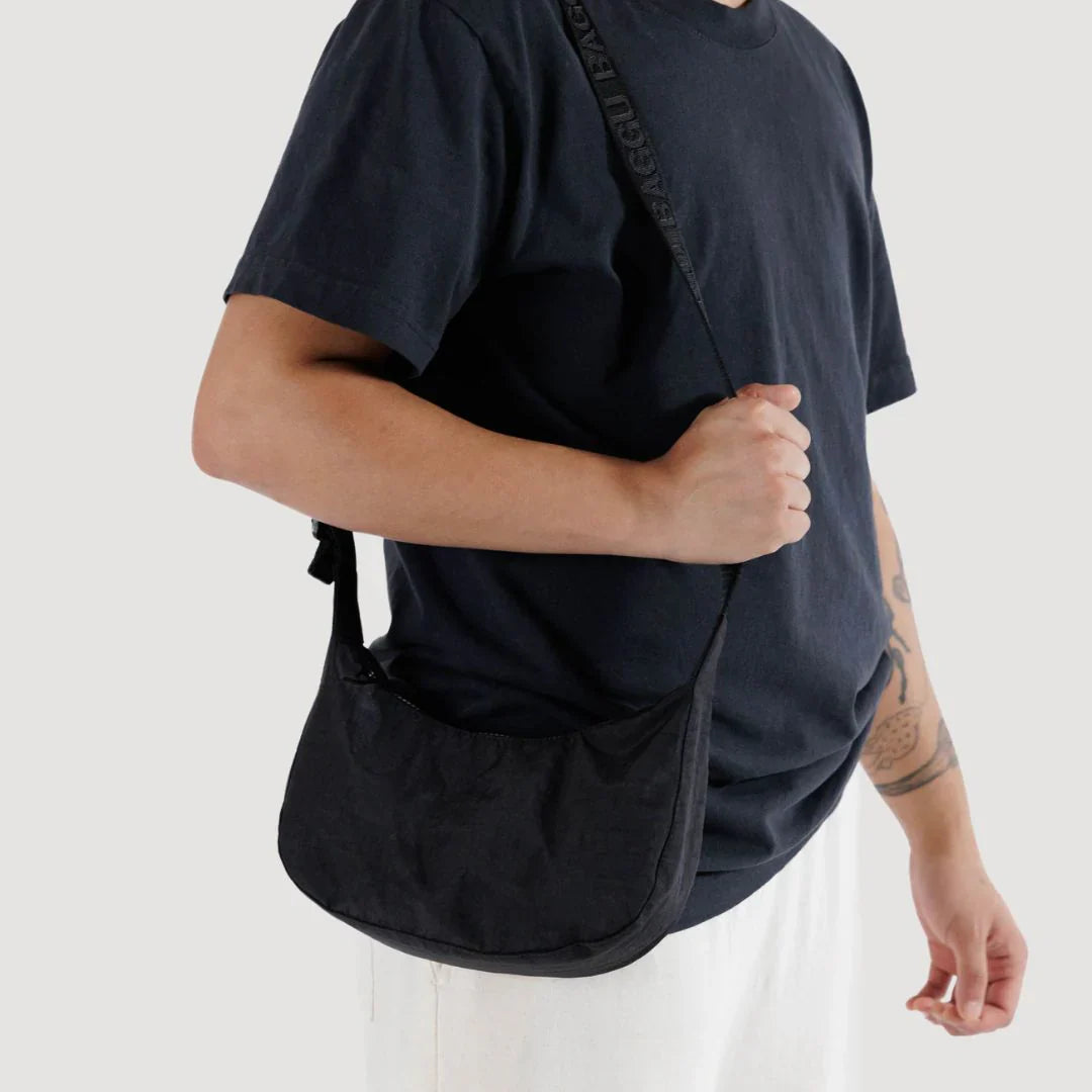 Baggu | Small Nylon Crescent Bag (Black Spring) 新月包 尼龙饺子包 超轻防水 肩带可调节