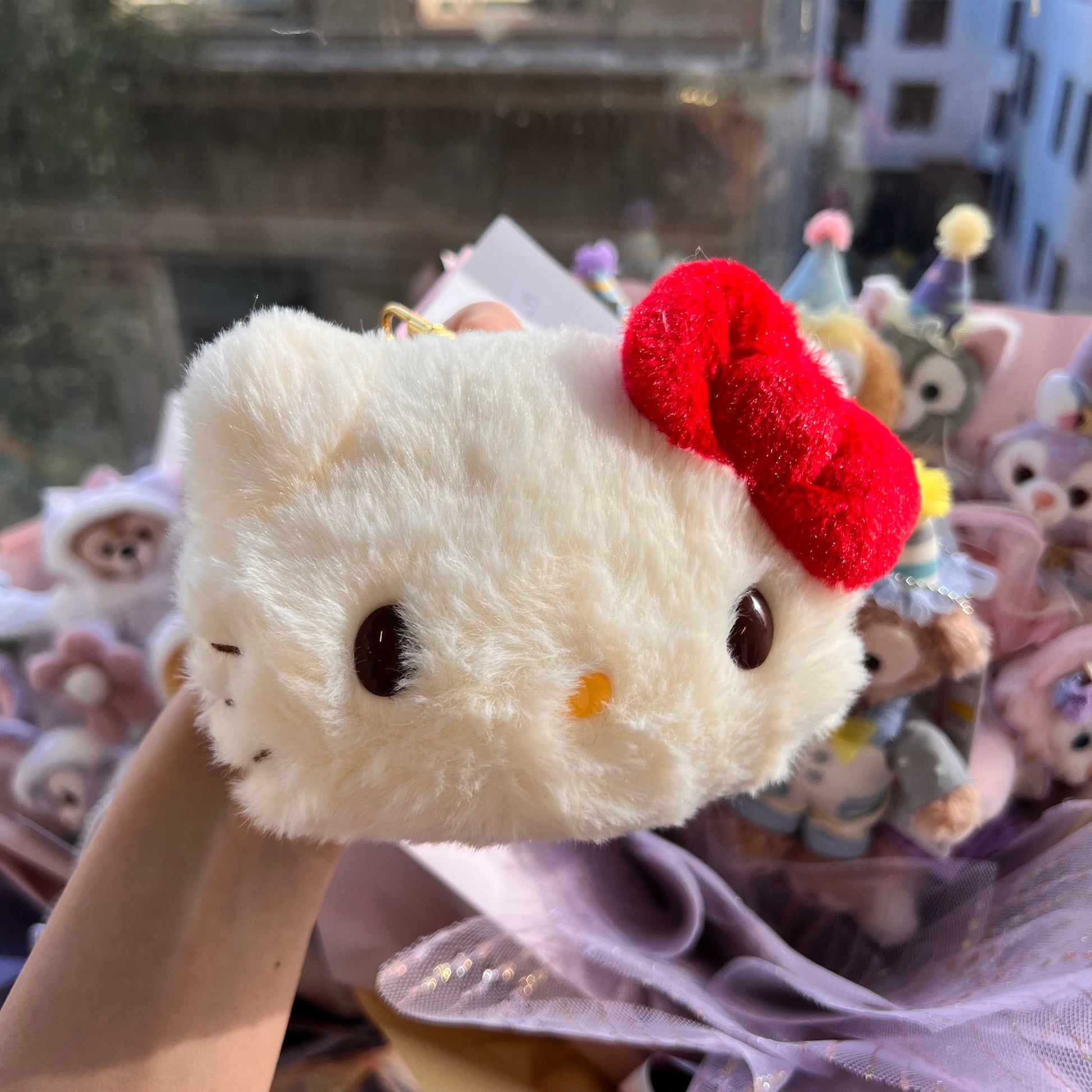 Sanrio | Fluffy Pass/Id Case 14 X 12 5Cm 日本三丽鸥 毛茸茸伸缩绳卡套/零钱包/挂件/包挂