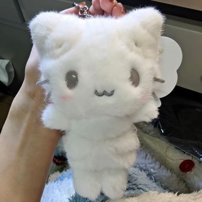 SANRIO | Masyumaro Mascot Holder Bag Charm Plush Keychain with Carabiner 110×70×130mm (Nap on Fluffy White Cloud)