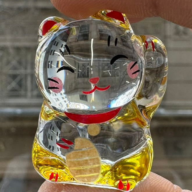 Yakushigama | Crystal Maneki-Neko Lucky Cat 3.5Cm 药师窑 招财猫水晶摆件
