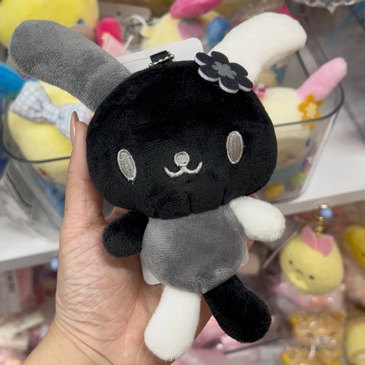 SANRIO x Avail | Usahana Mascot Holder Plush Keychain Bag Charm 50×75×138mm (Black & White)