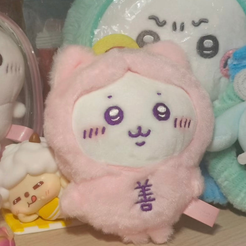 Chiikawa | Mascot Holder Keychain H120×W85×D60Mm (Hachiware) 吉伊卡哇 善恶系列毛绒玩偶挂件/包挂/钥匙链 天使与恶魔 (小八）