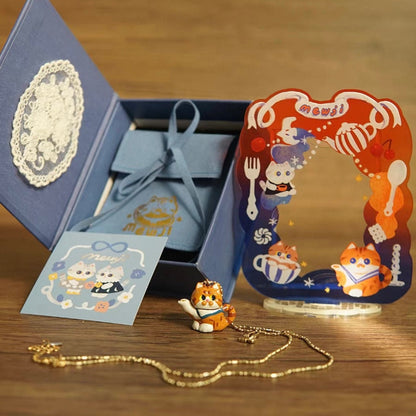 MEWJI♡ Cat Teapot Shape Necklace Set (OR)