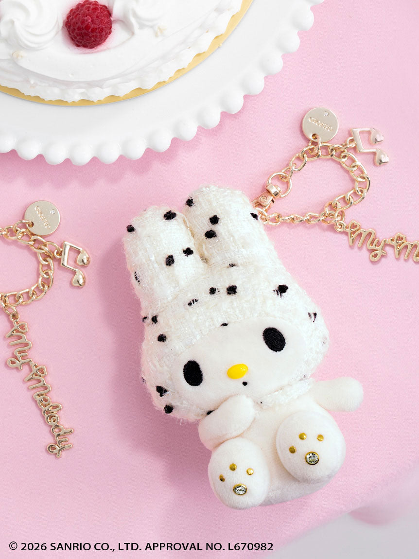 CELFORD x My Melody | Tweed Hood Plush Charm Bag Charm Keychain 130x81mm (WHT)