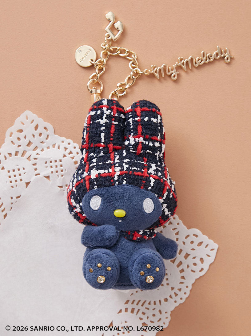 CELFORD x My Melody | Tweed Hood Plush Charm Bag Charm Keychain 130x81mm (NVY)