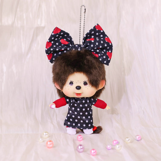 Monchhichi | Polka Dot Mascot  Holder Bag Charm Keychain 130mm Approx. (Big Head)