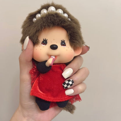 Monchhichi | Red Dress Mascot  Holder Bag Charm Keychain 130mm Approx. (Big Head)