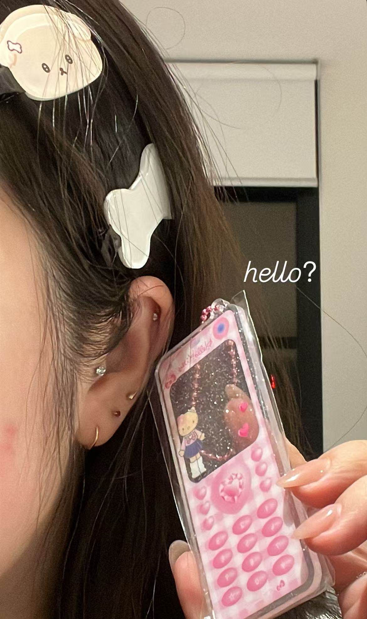 SANRIO | Secret Hello Kitty Trading Natukashi Flip Phone Keychain with Stickers Blind Box H100×W40×D3mm