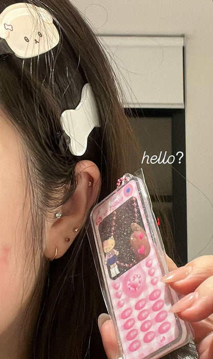 SANRIO | Secret Hello Kitty Trading Natukashi Flip Phone Keychain with Stickers Blind Box H100×W40×D3mm