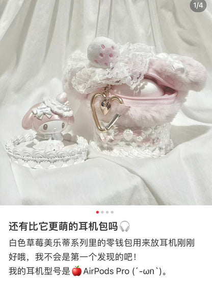 Sanrio | My Melody Face-Shaped Pouch 14 X 6 11 Cm (White Strawberry Tea Time Series)