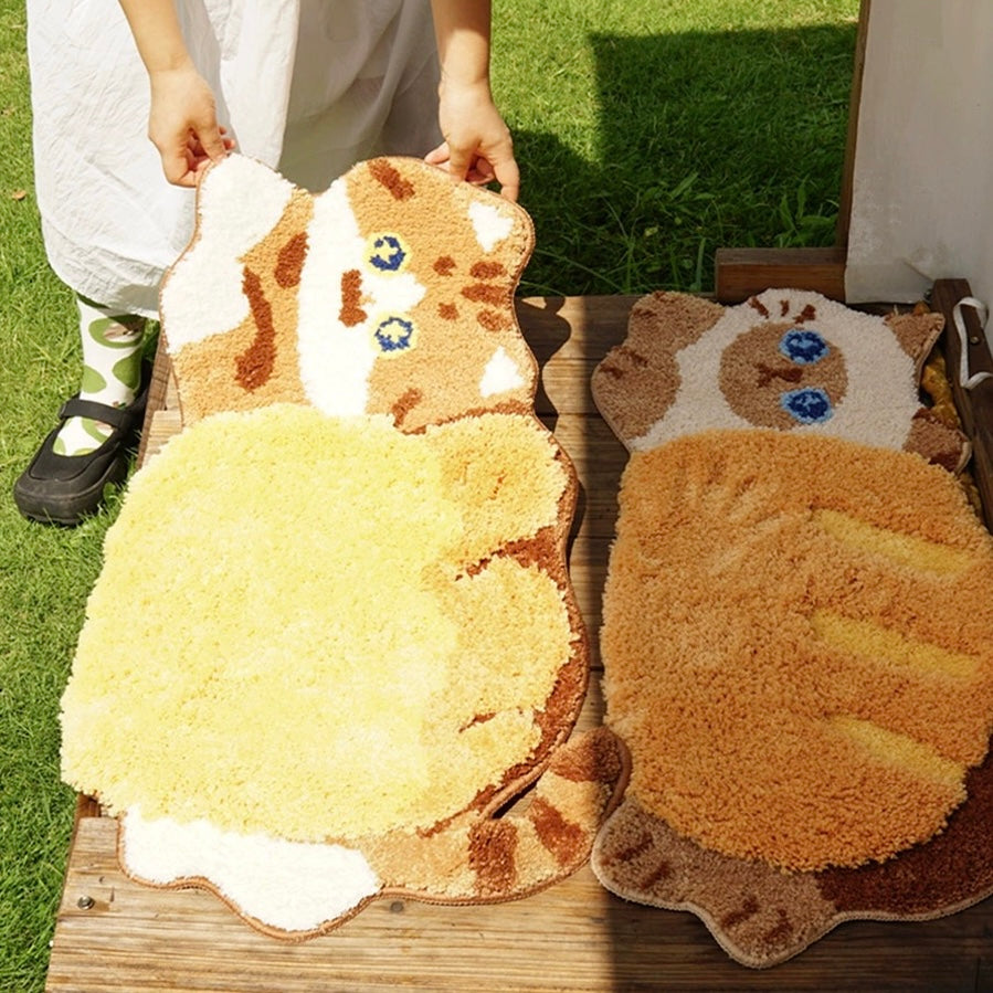Mewjicat-Shaped Floor Rug (Bread) ///