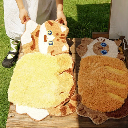 Mewjicat-Shaped Floor Rug (Bread) ///