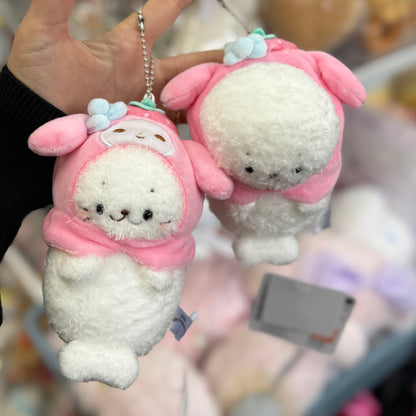 Sirotan x SANRIO | My Melody Plush Keychain Mascot Holder Bag Charm W110 x H120 x D70mm (Store Limited Strawberry)