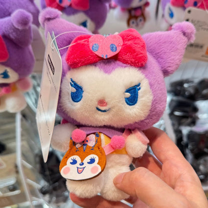 SANRIO | Kuromi Mascot Holder Bag Charm Plush Keychain 145×115×80mm (Retro Japanese Candy Kuppy Ramune)