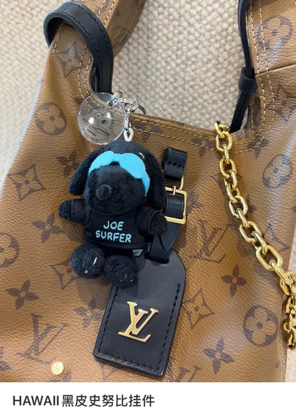 Peanuts | Black Snoopy With Sunglasses Hawaii Surfing Mascot Holder Plush Keychain Keyring (Limited)
