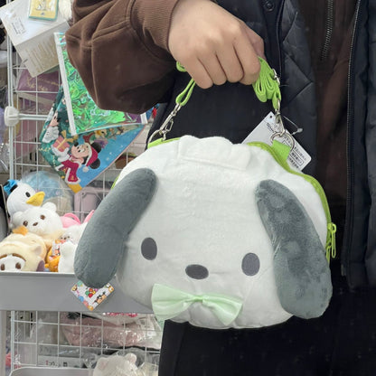 Sanrio | Face Plush Pochette Shoulder Bag 21*6*16Cm Approx. 日本三丽鸥 大脸斜挎包/超大容量 可放手机/钱包等 帕恰狗Pochacco