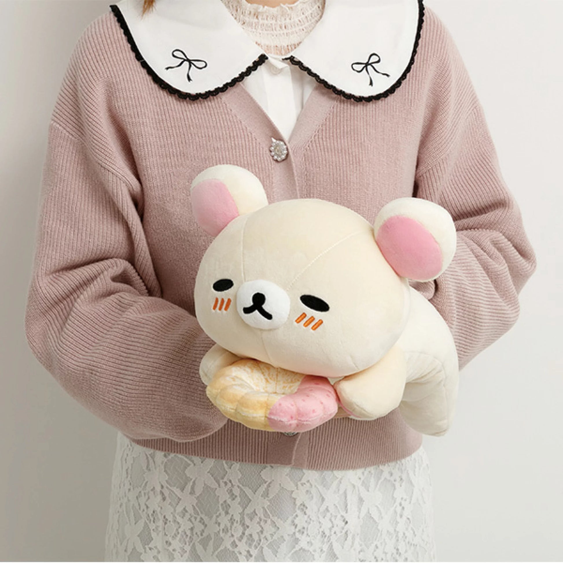 SAN-X | Rilakkuma Korilakkuma Plush Toy Plush Doll L 160×180×300mm (Mister Donut Lying Down)