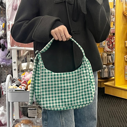 Baggu | Mini Nylon Shoulder Bag (Green Gingham) 超轻防水尼龙包 单肩包 腋下包 肩带可调节