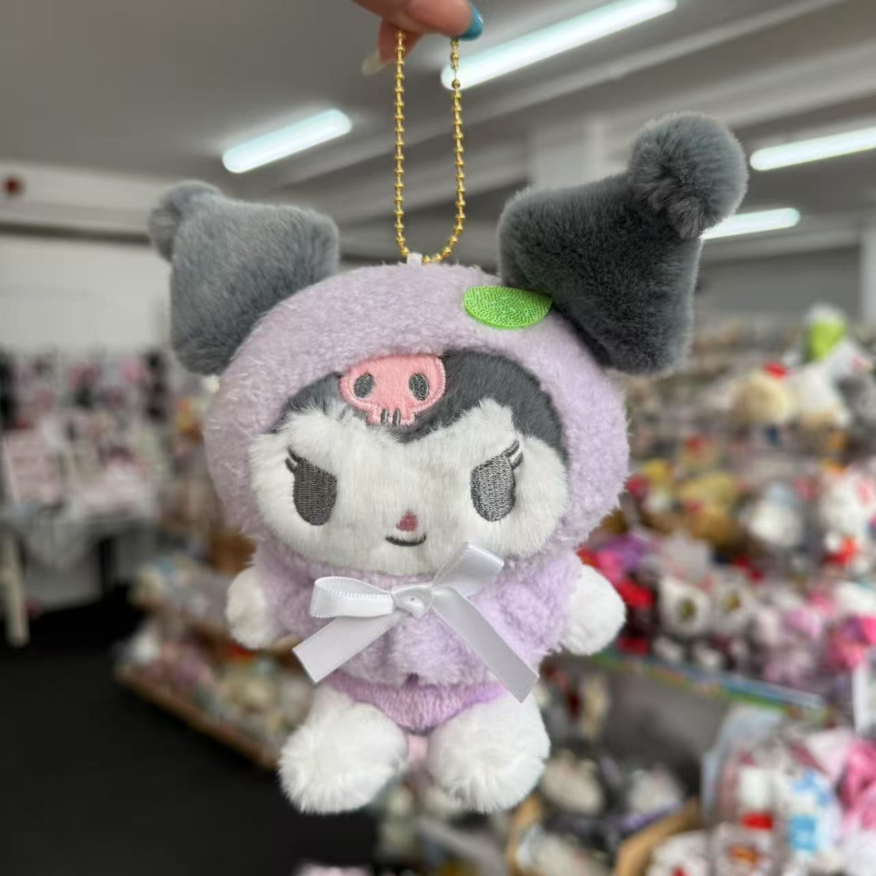 SANRIO | Pastel Fruit Hat Mascot Holder Plush Keychain 3 x 4.5 x 3cm (Kuromi)