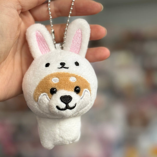 Traveling Mameshiba | Mameko Shiba Mascot Holder Keychain Keyring 7cm Approx. (Rabbit)