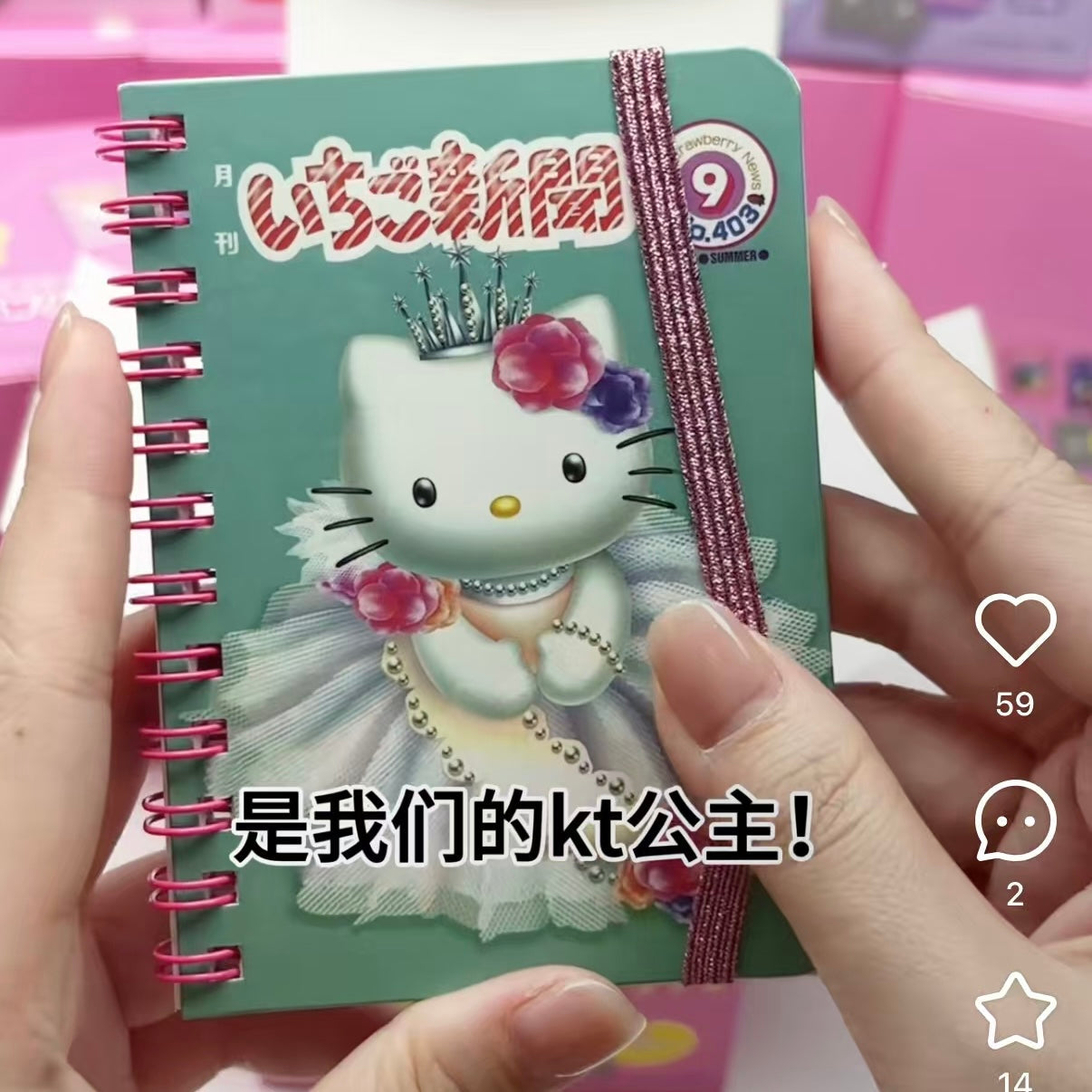 SANRIO | Hello Kitty Secret Ring Notebook A7 Blind Bag 74×105×10mm (Ichigo)