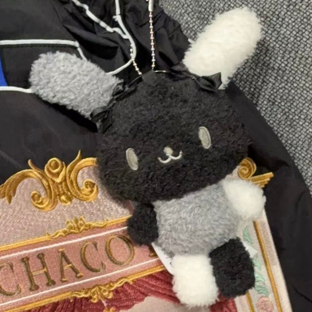 SANRIO x Avail | Usahana Mascot Holder Plush Keychain Bag Charm 50×75×138mm (Fluffy Black & White)