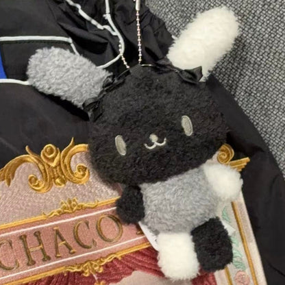 SANRIO x Avail | Usahana Mascot Holder Plush Keychain Bag Charm 50×75×138mm (Fluffy Black & White)