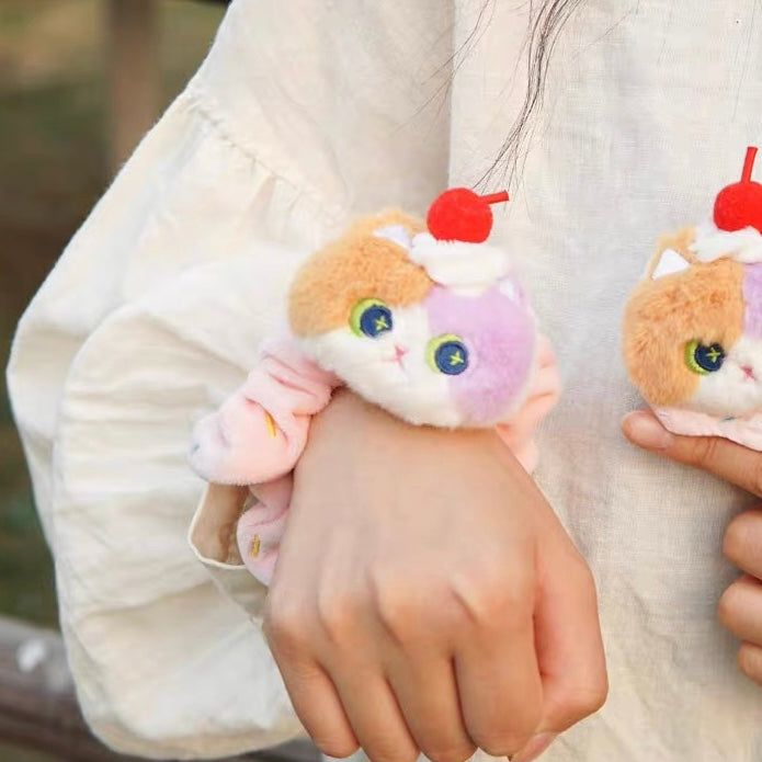 Mewji♡Cat Mascot Scrunchie Hair Tie 妙吉猫 毛茸茸大肠发圈/头绳 Wh 三花猫