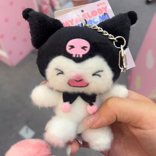 SANRIO | Kuromi Heart Plush Mascot Holder Keychain Bag Charm W10×D12×H5cm (Netflix My Melody & Kuromi)
