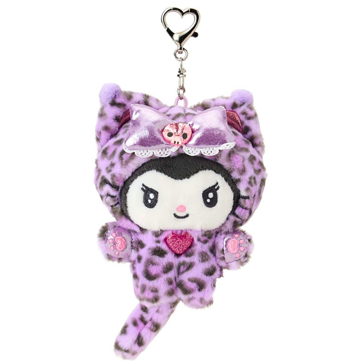 SANRIO | Kuromi Mascot Holder Plush Keychain Bag Charm 90×50×120mm (Leopard Gal Cat)