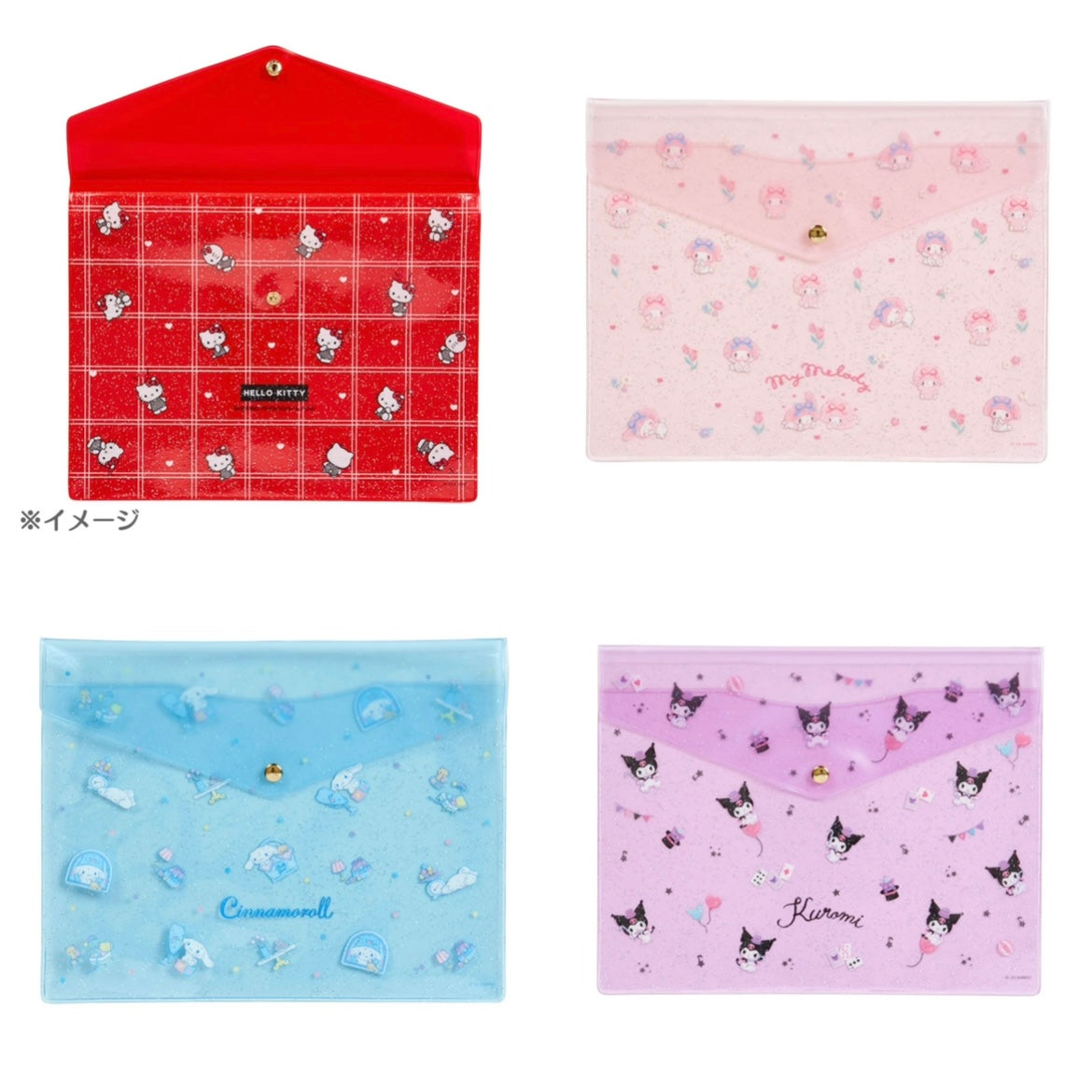 Sanrio | Clear Flat Case 25.5×0.5×20Cm 日本三丽鸥 按扣式 Pvc硬质文件袋/收纳袋 A5
