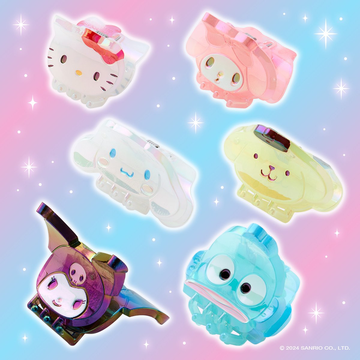 Sanrio | Mini Hair Clip (Set Of 4 Pieces) 日本三丽鸥 大脸极光炫彩发抓/4个入