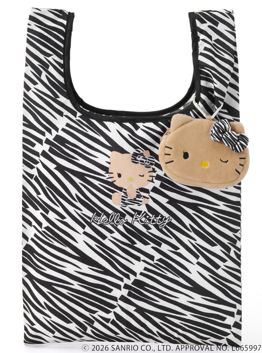 GRL x Hello Kitty | Sunburn Eco Bag 330x330x300mm with Mini Pouch Keychain 90x115x15mm (Zebra Print)