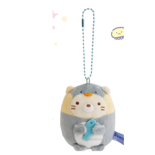 SAN-X | Sumikko Gurashi Neko Mascot Holder Ball Chain Keychain Bag Charm Plush (Aquarium Limited 2026)
